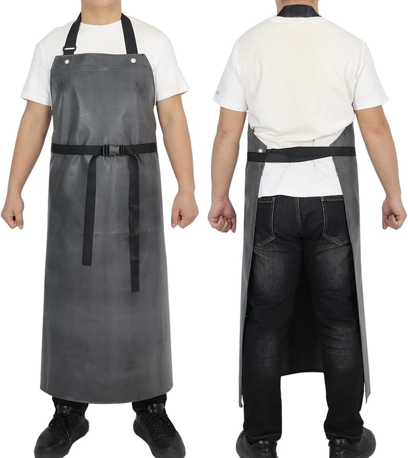 STPGIFC Thick Rubber Apron, Waterproof Apron Butcher Heavy Duty Chemical Resistant Adjustable Work Apron - Image 4